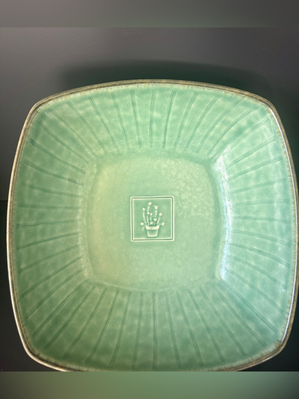 Pfaltzgraff Naturewood Serenity Green Square Vegetable Serving Bowl 8.5”